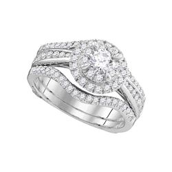 0.99 CTW Diamond Bridal Wedding Engagement Ring 14KT White Gold - REF-149M9H