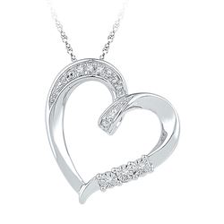 0.03 CTW Diamond Heart Love Pendant 10KT White Gold - REF-14Y9X