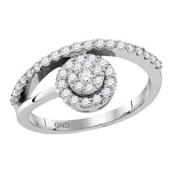 0.50 CTW Diamond Cluster Ring 10KT White Gold - REF-37N5F
