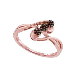 0.07 CTW Red Color Diamond Cluster Ring 10KT Rose Gold - REF-14H9M