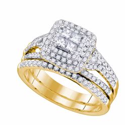 0.97 CTW Princess Diamond Bridal Engagement Ring 14KT Yellow Gold - REF-127M4H