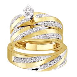 0.75 CTW His & Hers Marquise Diamond Solitaire Matching Bridal Ring 10KT Yellow Gold - REF-75M2H