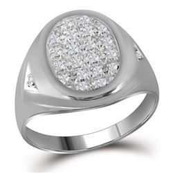 0.25 CTW Mens Diamond Oval Cluster Ring 10KT White Gold - REF-22Y4X