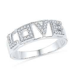 0.16 CTW Diamond Love Ring 10KT White Gold - REF-19N4F