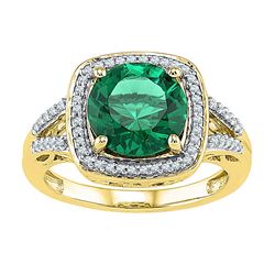 4.16 CTW Created Emerald Solitaire Square Diamond Ring 10KT Yellow Gold - REF-36M2H