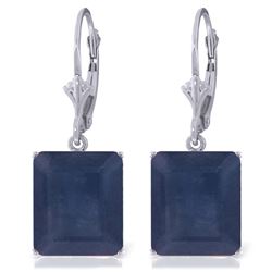 Genuine 14 ctw Sapphire Earrings Jewelry 14KT White Gold - REF-121Z7N