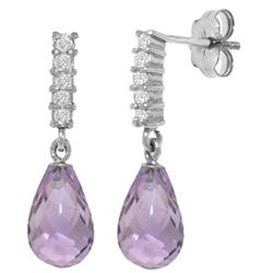 Genuine 4.65 ctw Amethyst & Diamond Earrings Jewelry 14KT White Gold - REF-36X2M