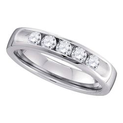 0.50 CTW Diamond Single Row Wedding Ring 14KT White Gold - REF-89K9W