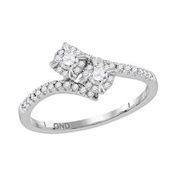 0.33 CTW Diamond 2-stone Bridal Wedding Engagement Ring 14KT White Gold - REF-43W4K