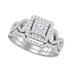 0.85 CTW Princess Diamond Woven Bridal Wedding Engagement Ring 14KT White Gold - REF-104X9Y