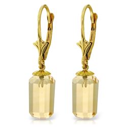 Genuine 9 ctw Citrine Earrings Jewelry 14KT Yellow Gold - REF-25K6V