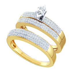 0.50 CTW His & Hers Marquise Diamond Solitaire Matching Bridal Ring 10KT Yellow Gold - REF-64F4N