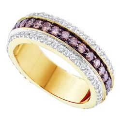 1.43 CTW Cognac-brown Color Diamond Ring 14KT Yellow Gold - REF-82N4F