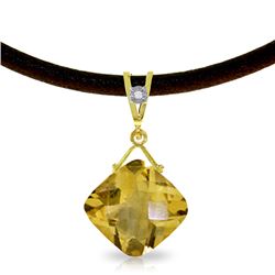 Genuine 8.76 ctw Citrine & Diamond Necklace Jewelry 14KT Yellow Gold - REF-30T6A