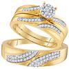 Image 1 : 0.45 CTW His & Hers Diamond Cluster Matching Bridal Ring 10KT Yellow Gold - REF-52M4H