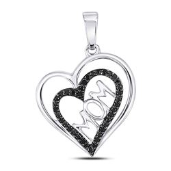 0.14 CTW Colored Black Diamond Pendant 10KT White Gold - REF-14H3N