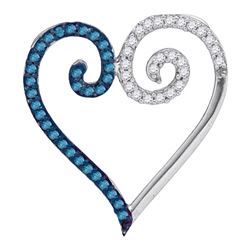 0.25 CTW Blue Color Diamond Heart Love Pendant 10KT White Gold - REF-12N8F