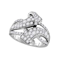 1.5 CTW Pave-set Diamond Bypass Strand Ring 14KT White Gold - REF-134N9F