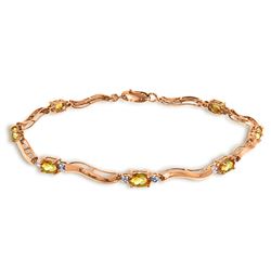 Genuine 2.01 ctw Citrine & Diamond Bracelet Jewelry 14KT Rose Gold - REF-76T7A