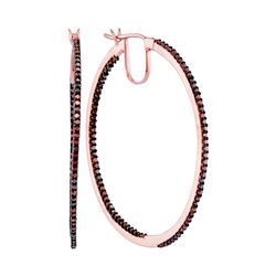 0.50 CTW Red Color Diamond Slender Hoop Earrings 10KT Rose Gold - REF-49X5Y