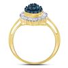 Image 2 : 0.50 CTW Blue Color Diamond Framed Cluster Ring 10KT Yellow Gold - REF-22W4K