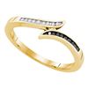 Image 1 : 0.10 CTW Black Color Diamond Slender Bypass Ring 10KT Yellow Gold - REF-14W9K