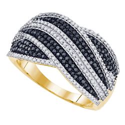 0.75 CTW Black Color Diamond Cocktail Ring 10KT Yellow Gold - REF-67H4M