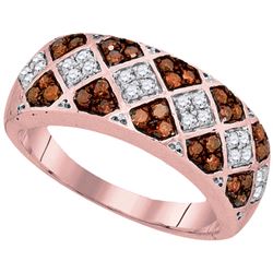0.50 CTW Red Color Diamond Checkered Ring 10KT Rose Gold - REF-31Y4X