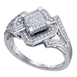 0.35 CTW Diamond Diagonal Square Cluster Ring 10KT White Gold - REF-41Y9X