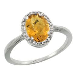 Natural 1.22 ctw Whisky-quartz & Diamond Engagement Ring 14K White Gold - REF-26K8R