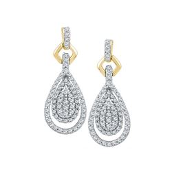 0.50 CTW Diamond Teardrop Dangle Earrings 10KT Yellow Gold - REF-40H4M