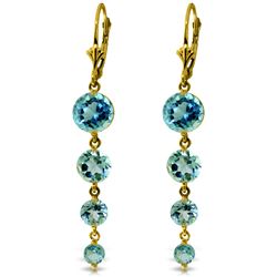 Genuine 7.8 ctw Blue Topaz Earrings Jewelry 14KT Yellow Gold - REF-46W3Y