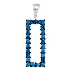 0.50 CTW Blue Color Diamond Rectangle Pendant 10KT White Gold - REF-26Y3X
