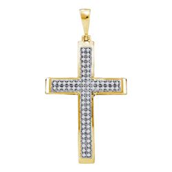 0.20 CTW Diamond Medium Cross Pendant 10KT Yellow Gold - REF-19K4W