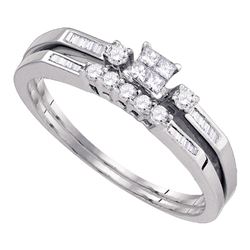 0.32 CTW Princess Diamond Slender Bridal Engagement Ring 10KT White Gold - REF-26Y9X
