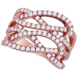 1.38 CTW Diamond Multi Strand Openwork Ring 18KT Rose Gold - REF-240X2Y