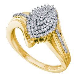0.30 CTW Diamond Oval Cluster Ring 10KT Yellow Gold - REF-26M9H