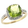 Image 1 : Natural 2.4 ctw Peridot & Diamond Engagement Ring 14K Yellow Gold - REF-34H3W
