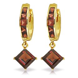 Genuine 4.4 ctw Garnet Earrings Jewelry 14KT Yellow Gold - REF-56V8W