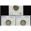 GREAT BRITAIN 1933,40 & 42 SILVER 3 PENCE