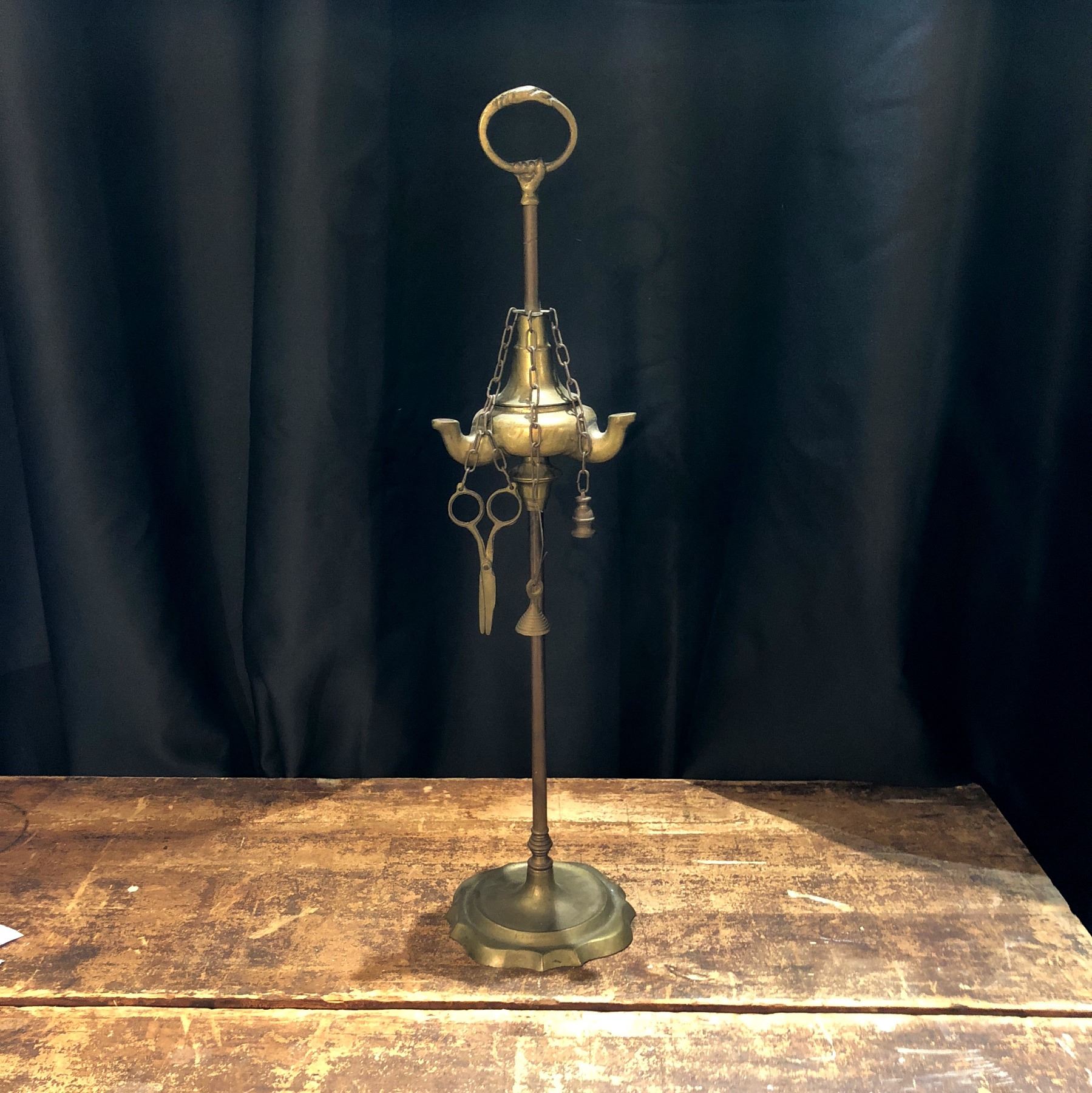Antique Brass Whale Oil Lamp
