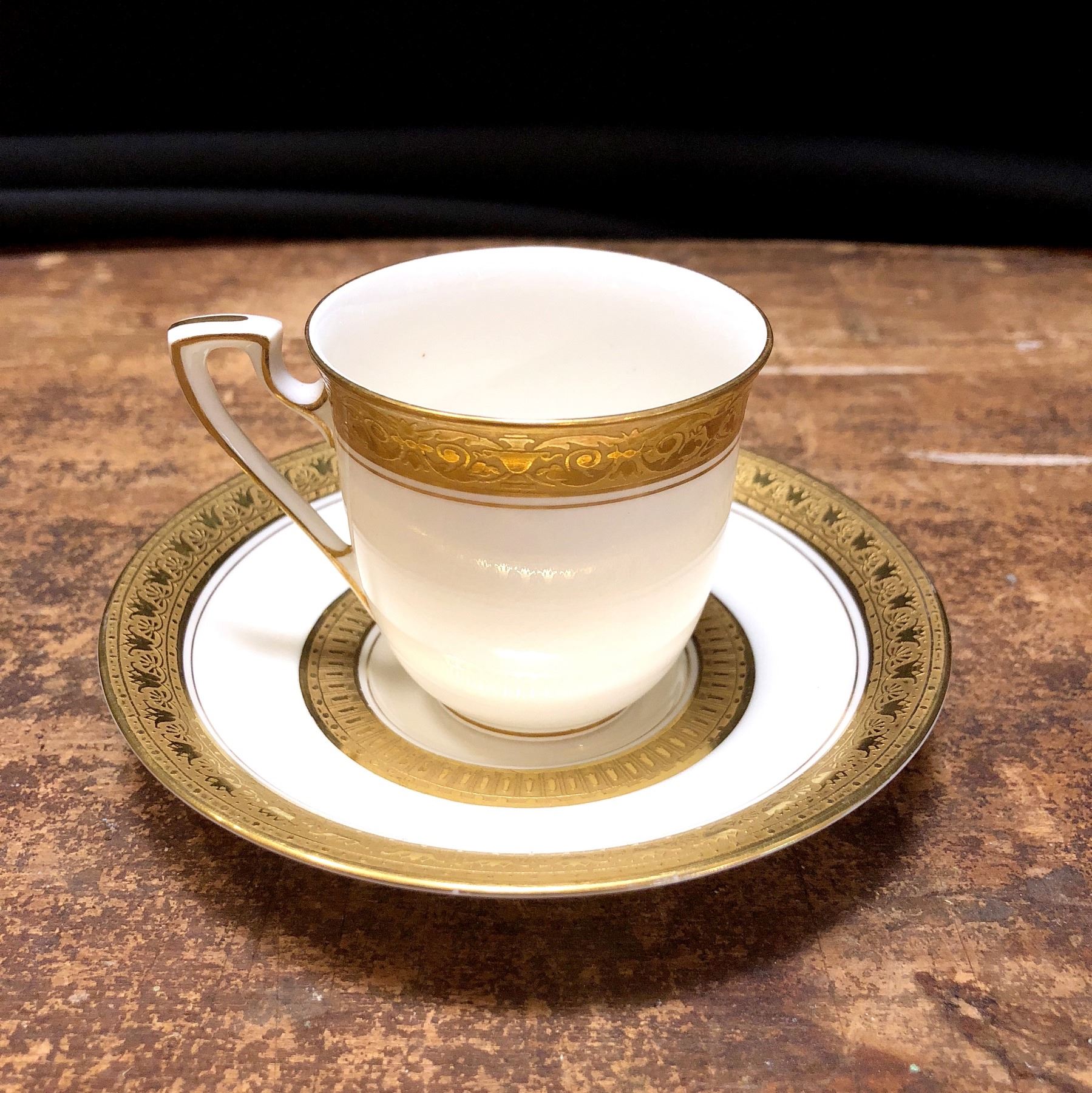 Royal Worcester Gold Trim Espresso Demitasse Cup and Saucer