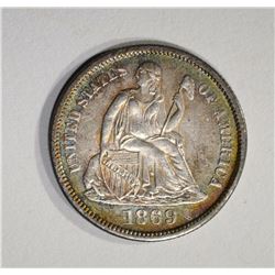 1869-S SEATED DIME  CH BU