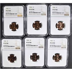6 LINCOLN CENTS NGC PF-67 RD