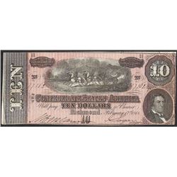 1864 $10 Confederate States of America Note