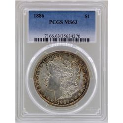 1886 $1 Morgan Silver Dollar Coin PCGS MS63
