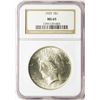 Image 1 : 1925 $1 Peace Silver Dollar Coin NGC MS65