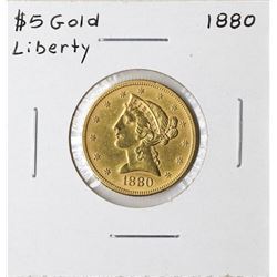 1880 $5 Liberty Head Half Eagle Gold Coin
