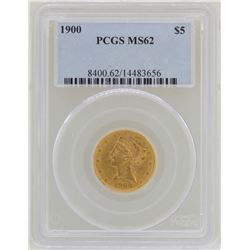1900 $5 Liberty Head Half Eagle Gold Coin PCGS MS62