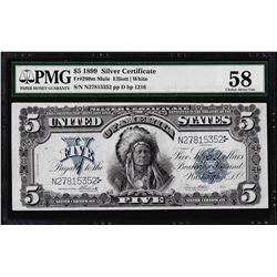 1899 $5 Indian Chief Silver Certificate Note Fr.280m PMG Choice About Uncirculat
